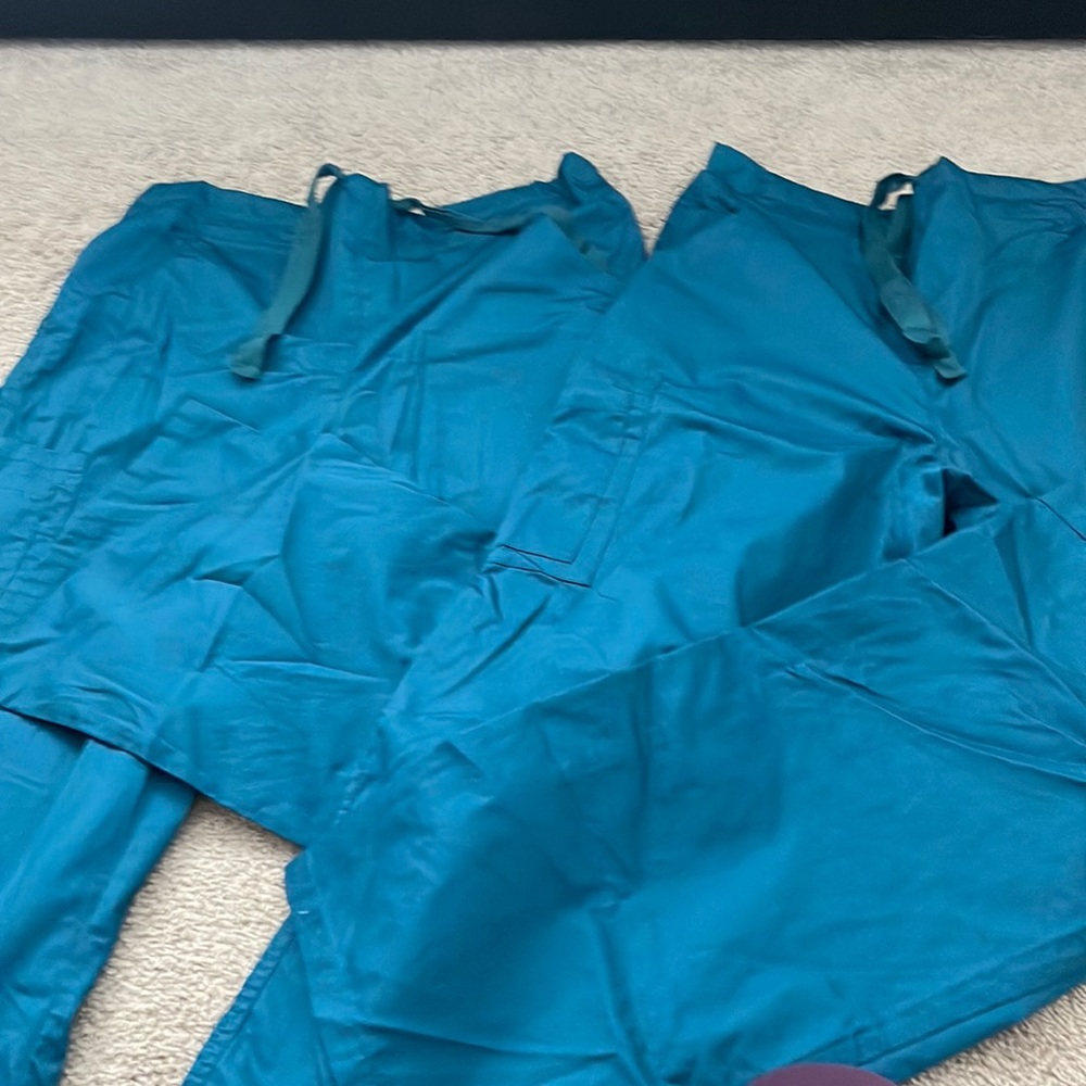 Carribean blue wide bottom scrub pants